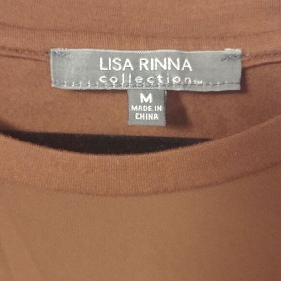 Lisa Rinna Brown Grunge Long Sleeve Chiffon Overlay Top Medium - Picture 8 of 10